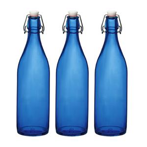 Bormioli rocco set van 8x stuks weckflessen blauw beugeldop glas van 1 liter