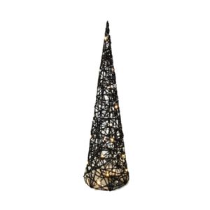 LED kegel/piramide kerstboom lamp - zwart - rotan - H40 cm
