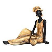 Zittende Afrikaanse vrouw van poly, bruin (B/H/D) 31x17x9cm