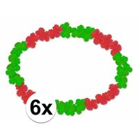 6x Hawaii ketting/slinger/krans Portugal rood/groen   -