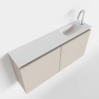 Toiletmeubel Mondiaz Ture | 100 cm | Meubelkleur Linen | Eden wastafel Talc Rechts | 1 kraangat