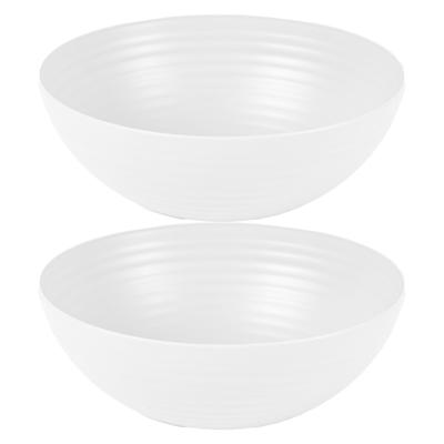 Plasticforte Serveerschaal - 2x - saladeschaal - D25 x H10.5 cm - kunststof - ivoor wit - 3500 ml Plasticforte Serveerschaal - 2x - saladeschaal - D25 x H10.5 cm - kunststof - ivoor wit - 3500 ml