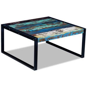 The Living Store Salontafel Antieke Stijl 80x80x40 cm - Massief gerecycled hout en ijzer