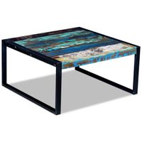 The Living Store Salontafel Antieke Stijl 80x80x40 cm - Massief gerecycled hout en ijzer - thumbnail