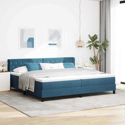 Boxspringbed met Matras Zwart 100x200 cm Fluweel Donkerblauw