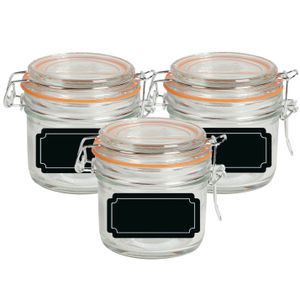 Weckpot/inmaakpot - 6x - 200 ml - glas - met beugelsluiting - incl. etiketten