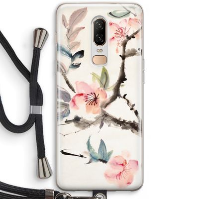 Japanse bloemen: OnePlus 6 Transparant Hoesje met koord