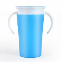 360 graden gedraaid baby leren drinkbeker met dubbele handvat Flip (blauw)