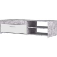 Mobile TV PILVI Contemporary - Cemento bianco e grigio chiaro - L 120 x P 42,1 x H 31,8 cm