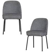 BePureHome Vogue Eetkamerstoelen - Polyester - Zwart|Grijs - Set van 2