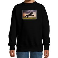 Dieren sweater / trui met paarden foto zwart voor kinderen