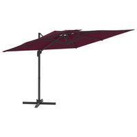 The Living Store Zweefparasol - Bordeauxrood - 300 x 300 x 258 cm - Polyester met PA-coating - thumbnail
