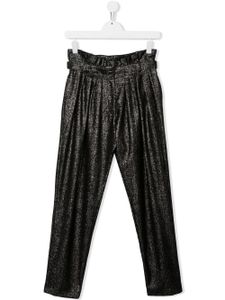 Balmain Kids pantalon ceinturé à fini métallisé - Noir