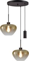 Masterlight 3-lichts hanglampGenua zwart met 2x goud glas Ø 29cm en 1 pendel - 2972-05-05-35-3MB129