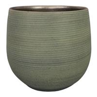 Ter Steege Plantenpot - keramiek - donkergroen - stripes -36x32cm