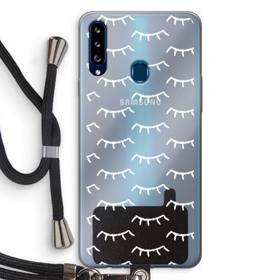 Wimpers: Samsung Galaxy A20s Transparant Hoesje met koord