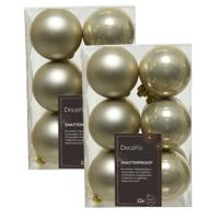 Kerstballen - 24x - licht parel/champagne -?6 cm - kunststof - mat/glans