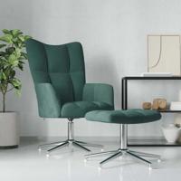 Relaxstoel met voetenbank fluweel donkergroen