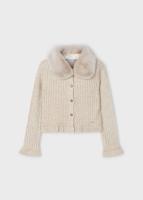 Mayoral Meisjes vest met kraag van imitatiebont - Beige maza