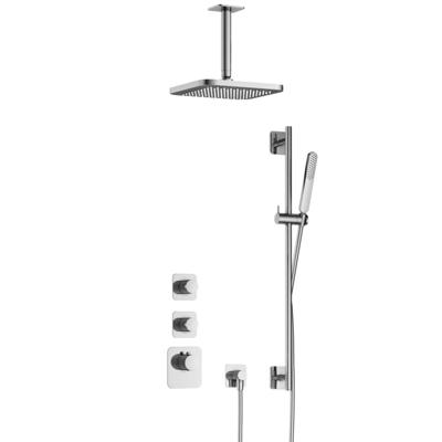 Hotbath Gal - Inbouw Regendoucheset - Chroom - 2 Stopkranen - Thermostatisch - Plafondbuis 15 cm - Hoofddouche 220 mm - Staafhanddouche - Glijstang 900 mm - V01