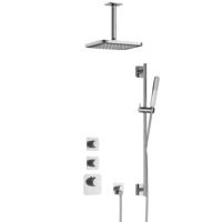 Hotbath Gal - Inbouw Regendoucheset - Chroom - 2 Stopkranen - Thermostatisch - Plafondbuis 15 cm - Hoofddouche 220 mm - Staafhanddouche - Glijstang 900 mm - V01