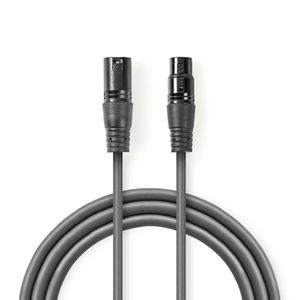 Nedis COTH15012GY15 Digitale Dmx-kabel 110 Ohm Xlr 3-pins Male - Xlr 3-pins Female 1,5 M Grijs