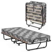 80 x 190 cm Logeerbed met Matras van Traagschuim Inklapbaar Eenpersoonsbed Stabiel Metalen Bed Gemaakt in Italië Grijs/Blauw/Beige