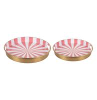 Candy Swirl - Tray Set of 2 Ø31cm/Ø26cm Roze/Wit Candy Swirl - Tray Set of 2 Ø31cm/Ø26cm Roze/Wit