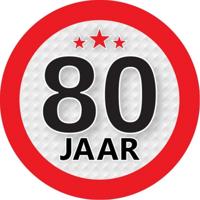 80 jaar leeftijd sticker - rond - Dia 9 cm - 80 jaar verjaardag - jubileum - leeftijd versiering