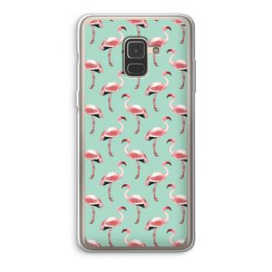 Flamingoprint groen: Samsung Galaxy A8 (2018) Transparant Hoesje