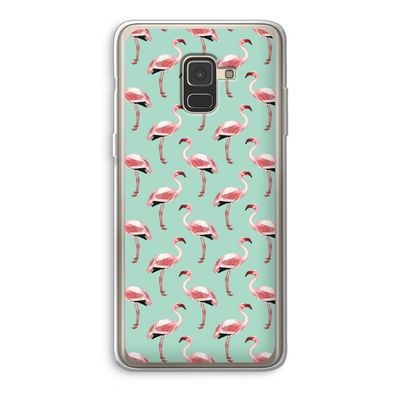 Flamingoprint groen: Samsung Galaxy A8 (2018) Transparant Hoesje