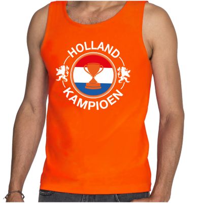 Tanktop Holland kampioen met beker Holland / Nederland supporter EK/ WK oranje voor heren