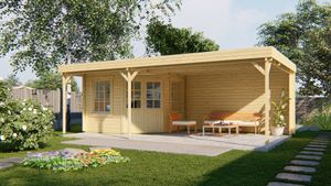 Blokhut Annette 700x400 cm - Red class wood geïmpregneerd- Plat dak- Geïmpregneerd vurenhout- Tuindeco