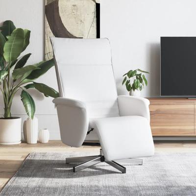 Fauteuil verstelbaar met voetensteun kunstleer wit
