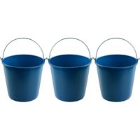 3x Blauwe schoonmaakemmers/huishoudemmers 16 liter 32 x 28 cm