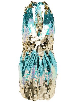 The New Arrivals Ilkyaz Ozel robe courte brodée de sequins - Bleu