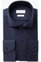 Profuomo Slim Fit Jersey shirt donkerblauw, Effen