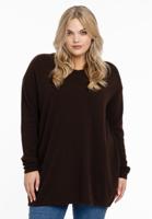 Yoek Trui met V-hals cashmere | Bruin | Maat 50/52