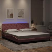 Bedframe met LED zonder matras fluweel roze 180x200 cm