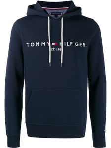 Tommy Hilfiger sweat à logo brodé et capuche - Bleu