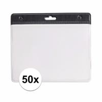 Multipack van 50x stuks Badgehouders - zwart - 11,5 x 9,5 cm - voor aan een lanyard of keycord
