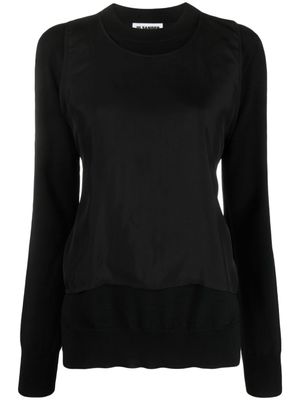 Jil Sander pull en laine à design superposé - Noir