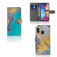 Samsung Galaxy A20e Bookcase Marble Blue Gold