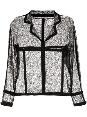 CHANEL Pre-Owned veste en dentelle à logo brodé (1994) - Noir