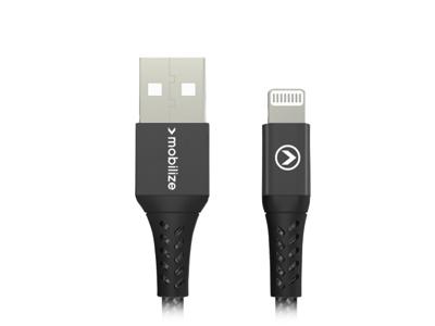 Mobilize Mobilize Strong Nylon Cable USB to Apple MFi Lightning 20cm. 12W Black