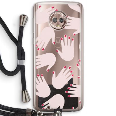 Hands pink: Motorola Moto G6 Transparant Hoesje met koord