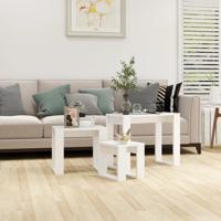 3-delige Tafeltjesset bewerkt hout wit