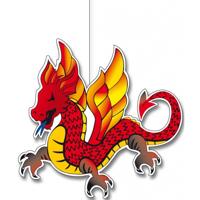 Chinese draak thema hangdecoratie - 5x stuks - karton - 30 cm - China thema feestversiering