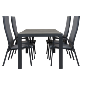 Qopps Levas tuintafel 160 x 90 mat royal grey frame met Victory verstelbare tuinstoel