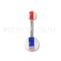 Navelpiercing acryl wit rood wit blauw